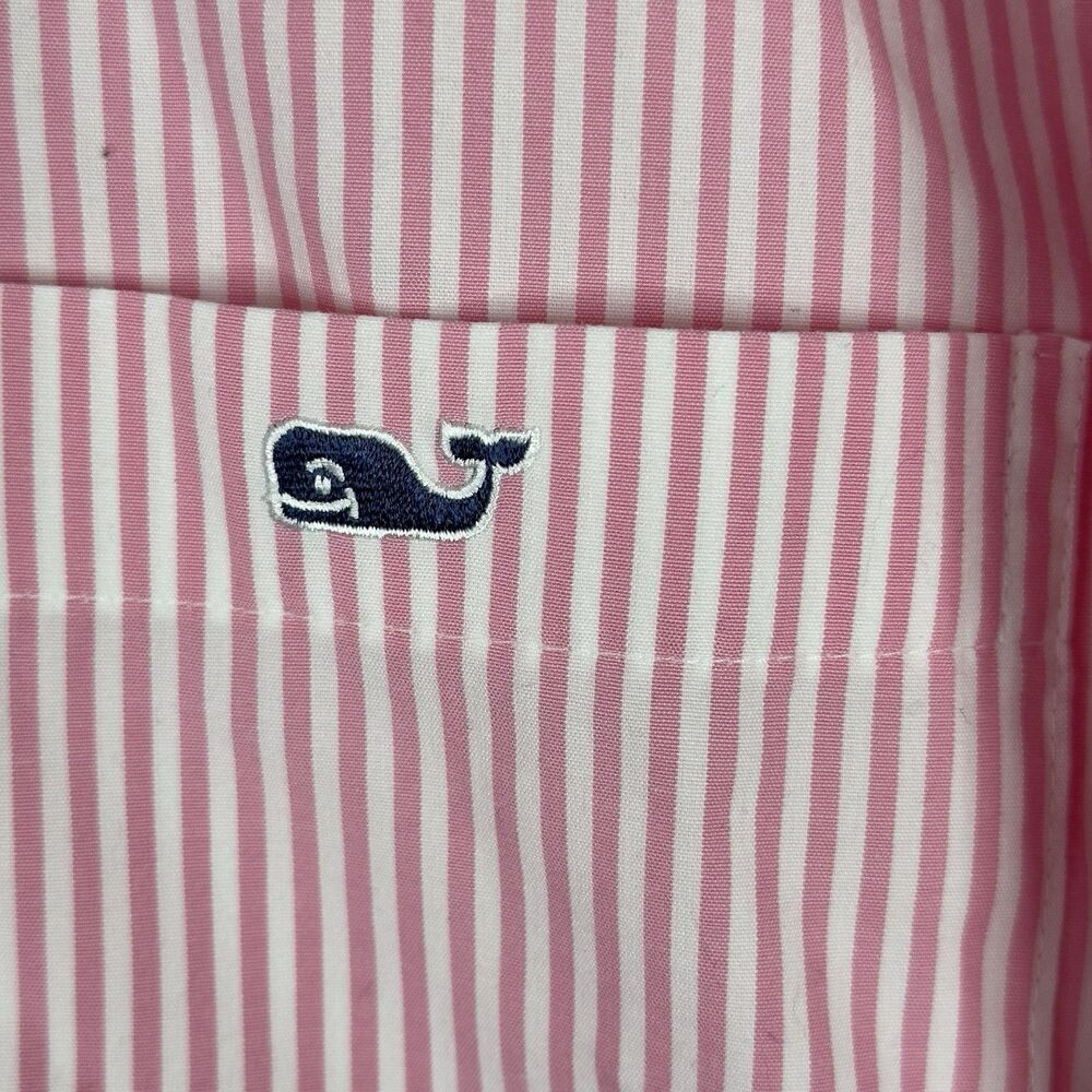 Vineyard Vines Mens Button Down Stretch Poplin Stripe Shirt Pink XL Embroidered - Picture 3 of 15